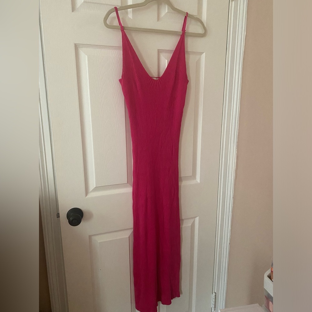 Like new ribbed hot pink bodycon spaghetti strap dress